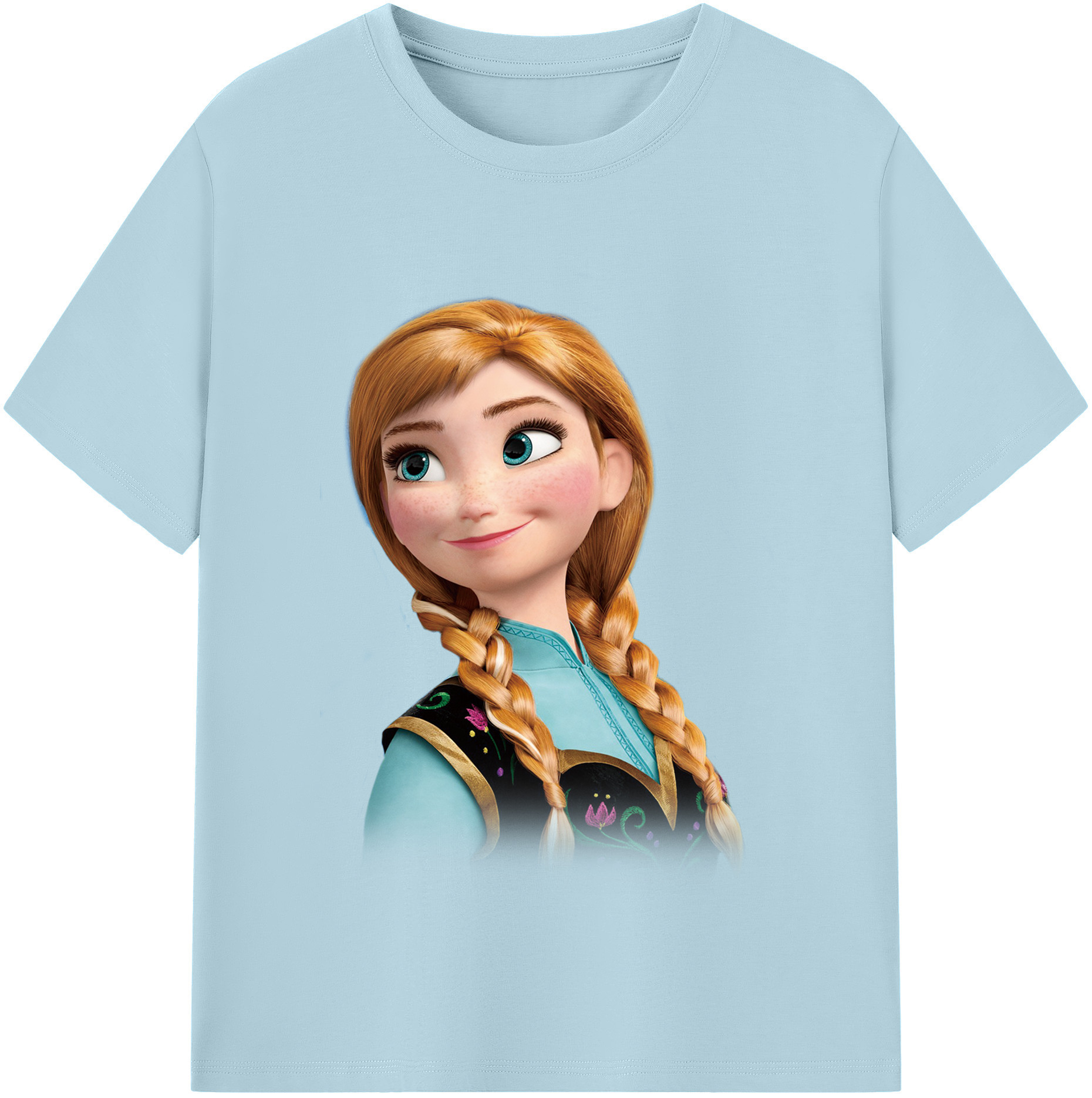 （画像用） アナと雪の女王 アンナ エルサ Frozen Anna Elsa 綿100％半袖Tシャツ（フロントプリント）